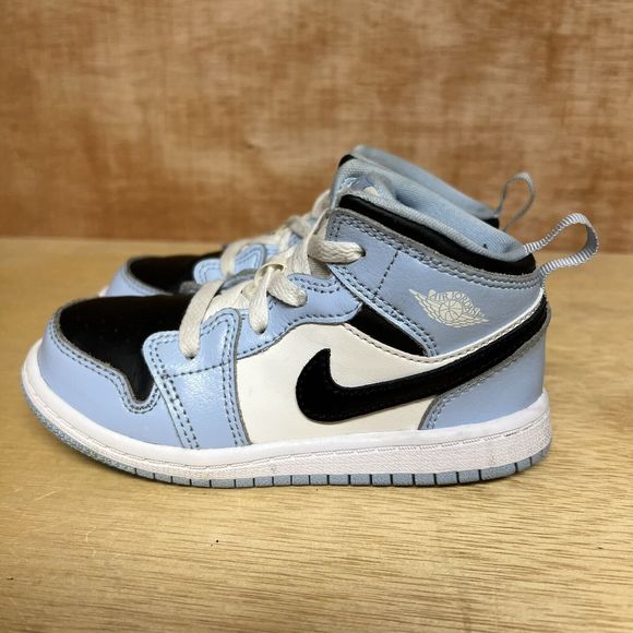 Toddler Nike Air Jordan 1 Mid Athletic Shoes ‘Ice Blue’ 644507-401 Size 9C - Picture 3 of 10